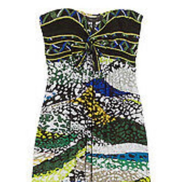 BCBG MAX AZRIA FLORAL STRAPLESS KNIT MAXI DRESS - Picture 7 of 7